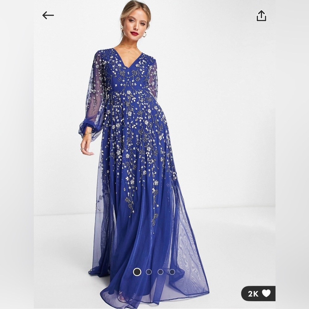 ASOS DESIGN maxi dress with blouson sleeve and delicate floral embellishment